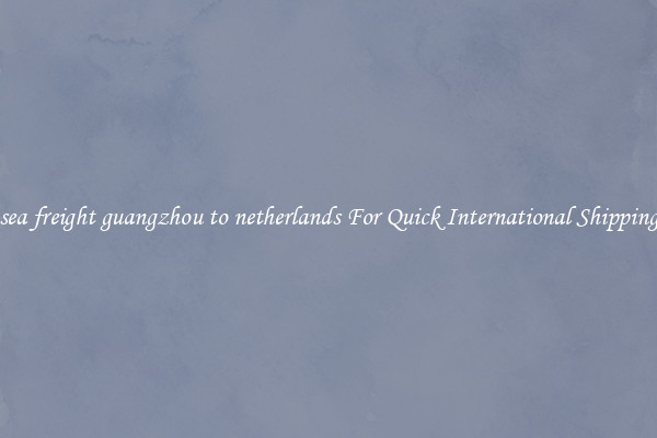 sea freight guangzhou to netherlands For Quick International Shipping